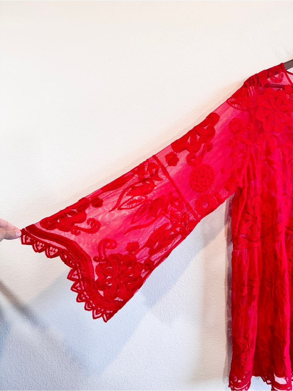 Lane Bryant Boho Fairycore Sheer Lace Tunic Top Red Romantic Goth Plus 18/20 D36 - Picture 5 of 9